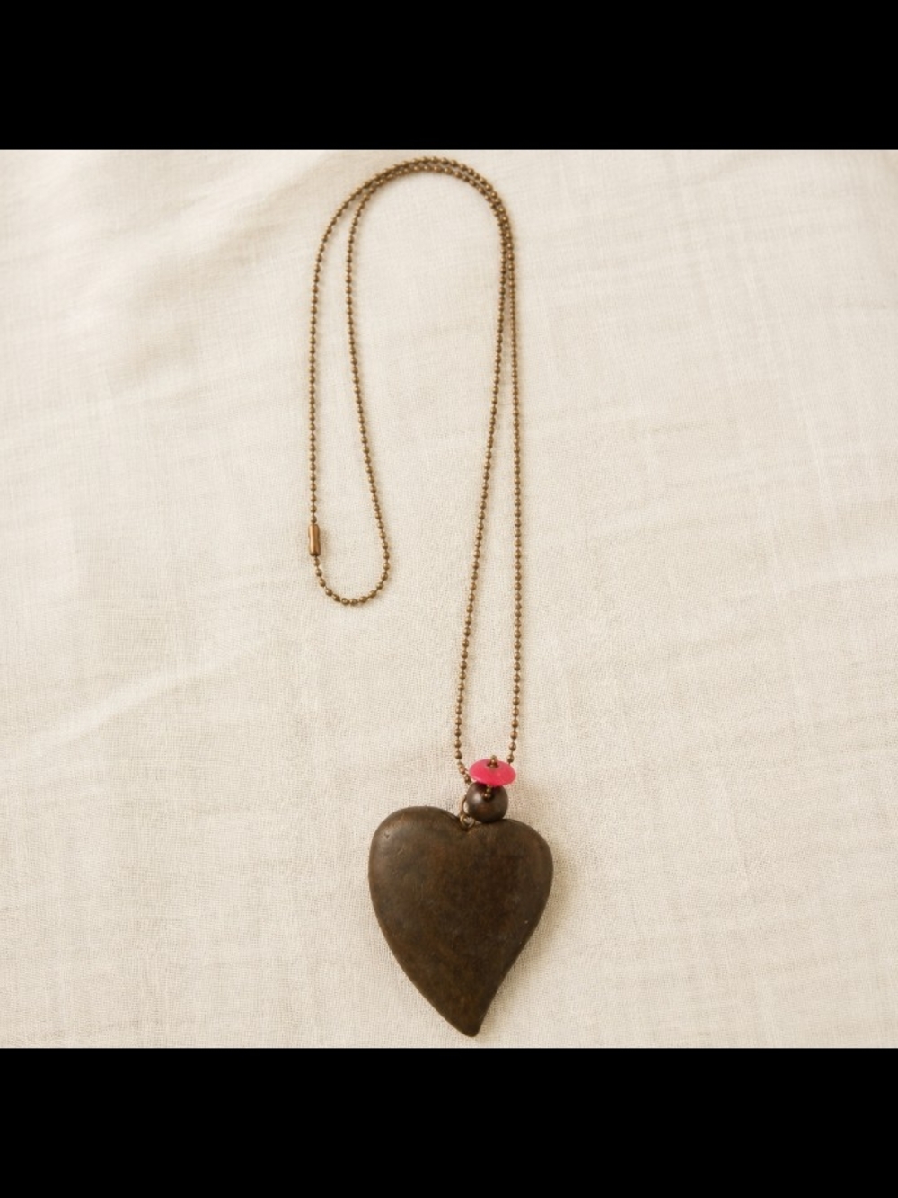 Long Wooden Heart Pendant Necklace